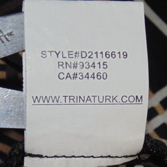 TRINA TURK Silk Blouse, 4, Bow, Browns/Tan, Crosshatch stripes, Buttons - Picture 13 of 13